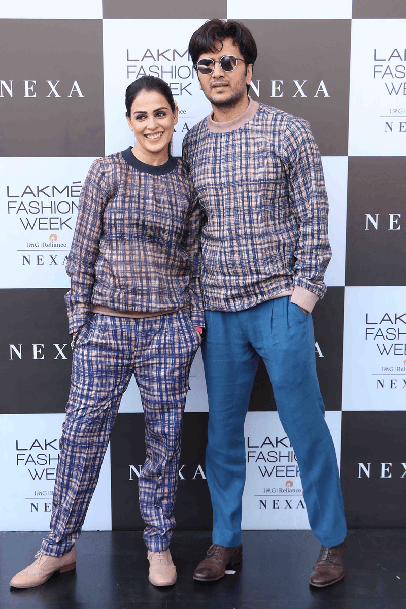 Genelia and Riteish Deshmukh In Sketchy Prints Pullover Tunic - Kunal Anil Tanna