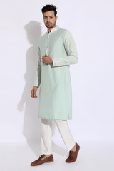 Light green with thread embroidery Kurta set - Kunal Anil Tanna