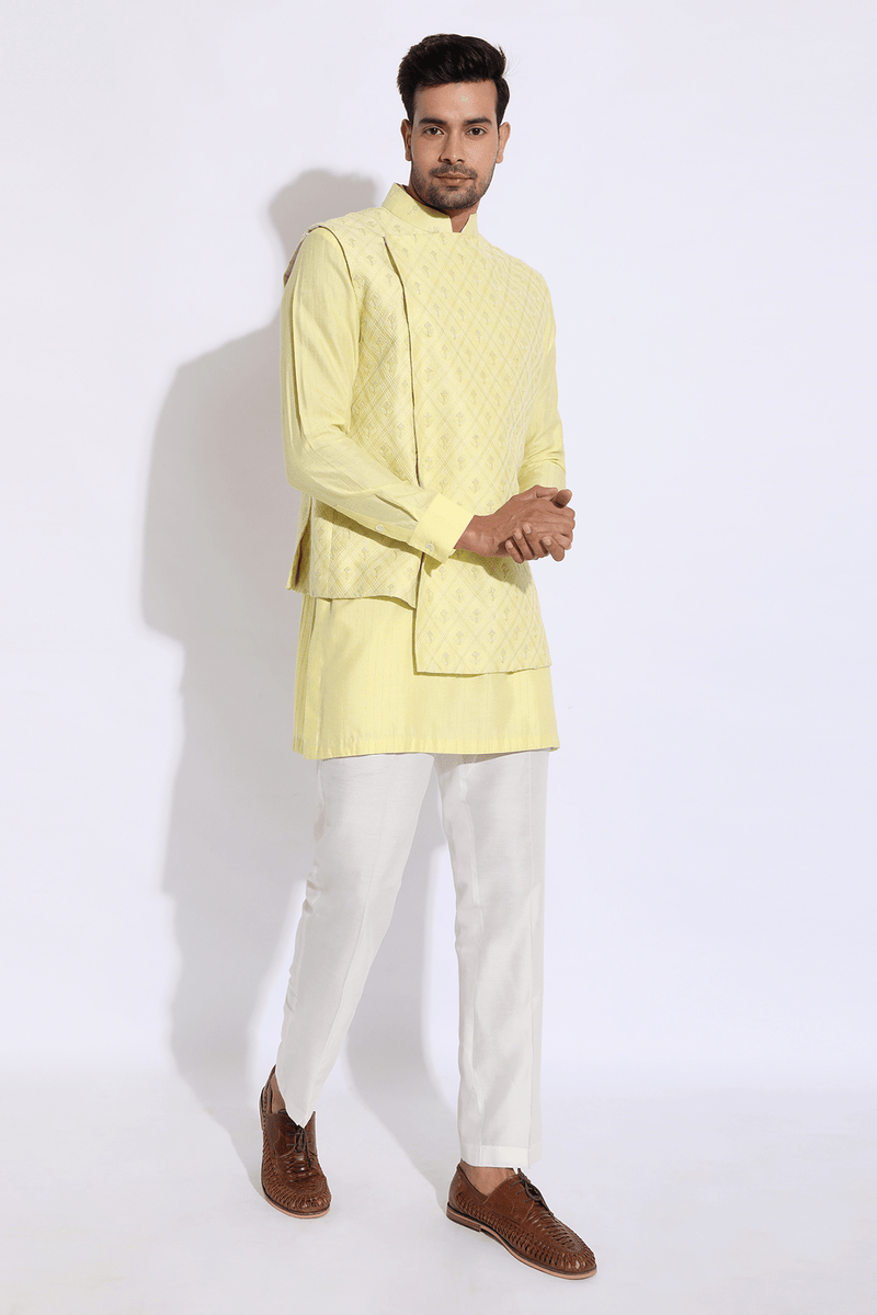 Asymmetrical Overlap Bandi Jacket - Kunal Anil Tanna