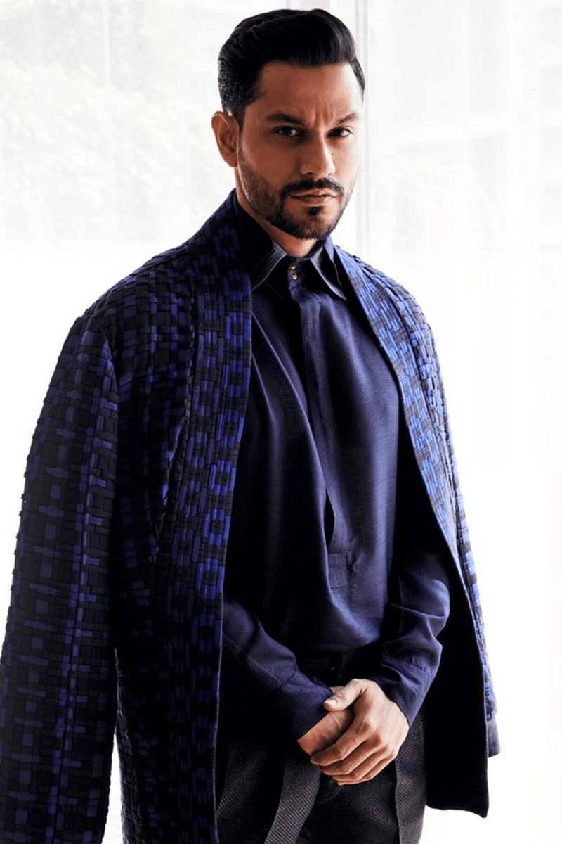 Kunal Khemu In Weave Textured Jacket with Short Kurta and Textured Pants - Kunal Anil Tanna