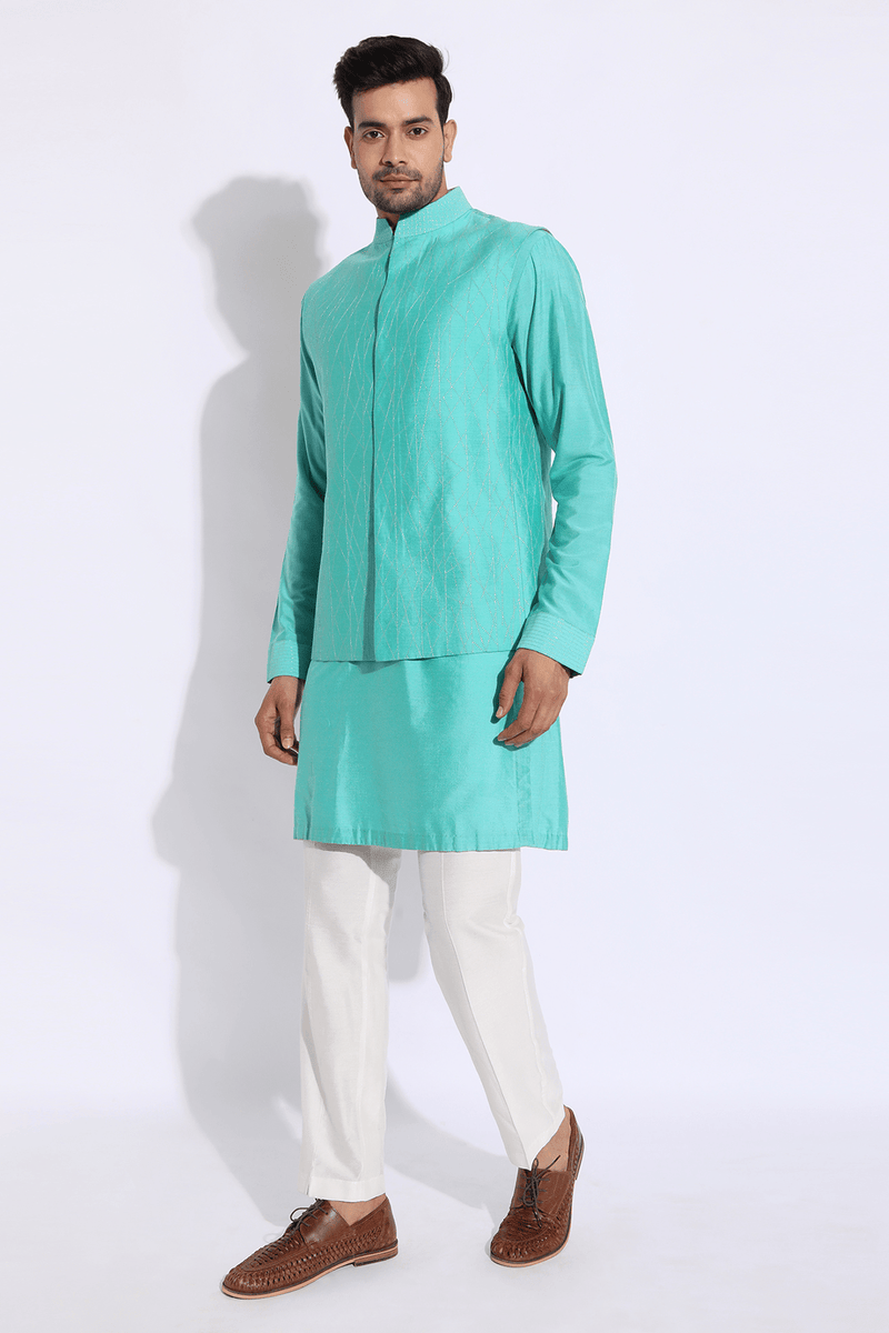 Golden Zari Textured Bandi Jacket - Kunal Anil Tanna