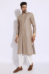Grey with beige thread texture Kurta Set (Express Delivery) - Kunal Anil Tanna
