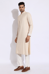 Ivory with beige thread texture kurta set - Kunal Anil Tanna