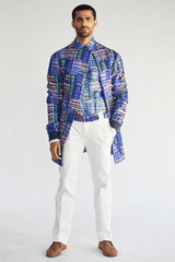 Boxy Prints Jacket with Kota Shirt & White Shirt (Express Delivery) - Kunal Anil Tanna