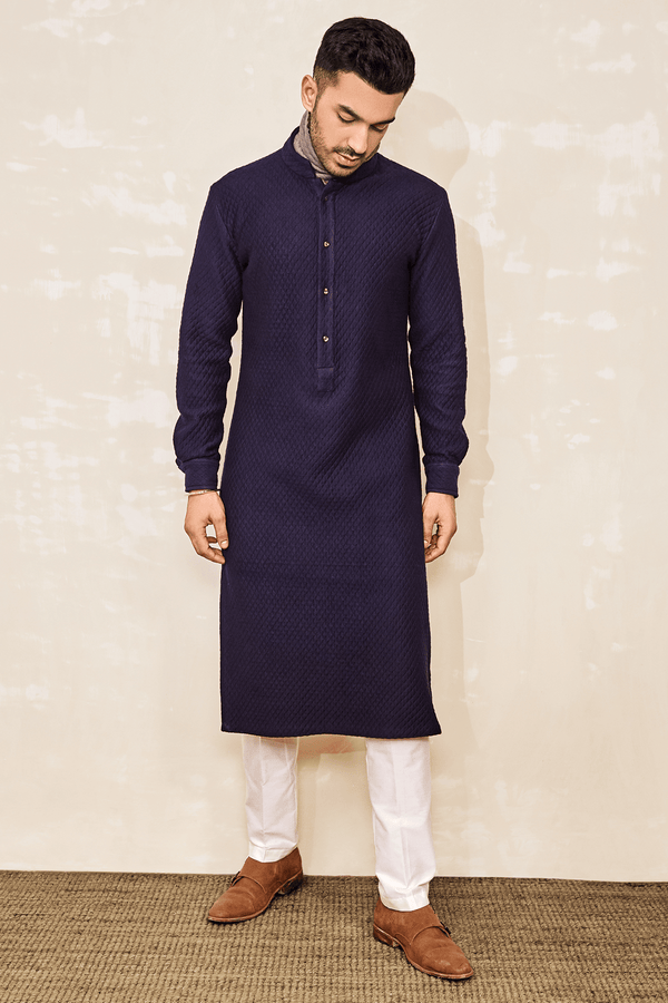 Blue quilted kurta tunic - Kunal Anil Tanna