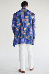 Boxy Prints Jacket with Kota Shirt & White Pleated Trouser - Kunal Anil Tanna