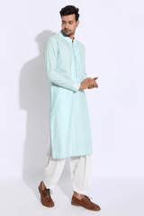 Light blue with thread embroidery Kurta set (Express Delivery) - Kunal Anil Tanna