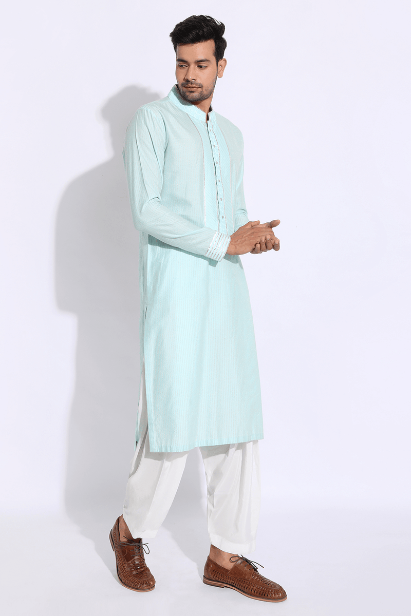 Light blue with thread embroidery Kurta set (Express Delivery) - Kunal Anil Tanna