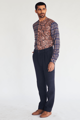 Dark Blue Quilted Pants - Kunal Anil Tanna