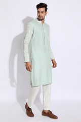 Light green with thread embroidery Kurta set (Express Delivery) - Kunal Anil Tanna