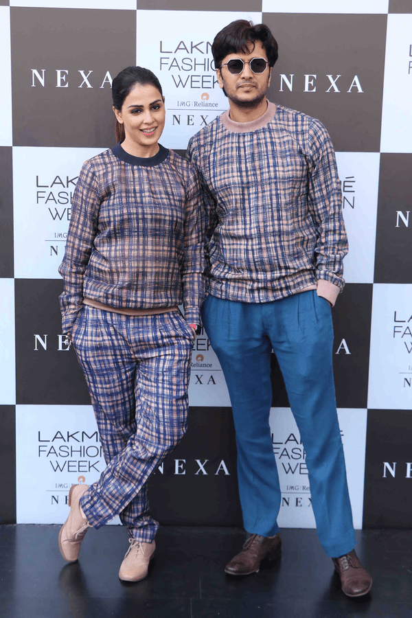 Genelia and Riteish Deshmukh In Sketchy Prints Pullover Tunic - Kunal Anil Tanna