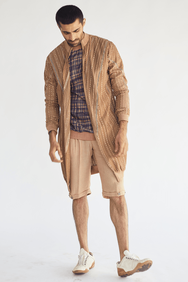 Jacket with sketchy Prints Pullover Tunics and Checked Shorts - Kunal Anil Tanna