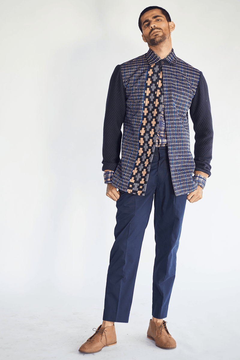 Textured Jacket with Printed Shirt and Pants - Kunal Anil Tanna