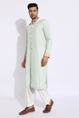 Light green with thread texture Kurta Set (Express Delivery) - Kunal Anil Tanna