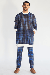 Blue Mesh Print Trousers - Kunal Anil Tanna