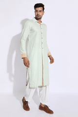 Light green with thread texture Kurta Set - Kunal Anil Tanna