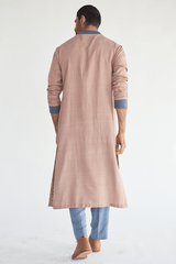 Long Jacket with Textured Kurta and Jute Trouser - Kunal Anil Tanna