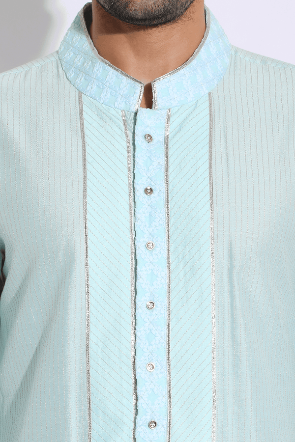 Light blue with thread embroidery Kurta set - Kunal Anil Tanna