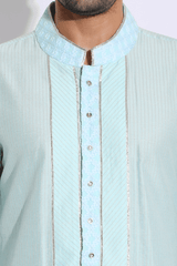 Light blue with thread embroidery Kurta set (Express Delivery) - Kunal Anil Tanna