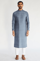 Textured Bandi Jacket with Long Kurta & Pleated Trouser - Kunal Anil Tanna