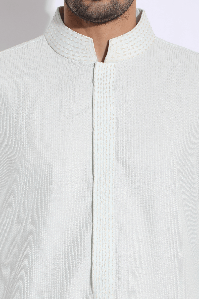 Light green thread textured kurta set (Express Delivery) - Kunal Anil Tanna