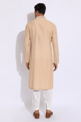 Beige with thread embroidery Kurta set (Express Delivery) - Kunal Anil Tanna