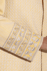 Light Yellow with Ivory Texture Sherwani Set - Kunal Anil Tanna