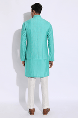 Turquoise Kurta Aligarhi Set - Kunal Anil Tanna