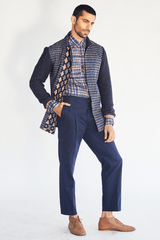 Textured Jacket with Printed Shirt and Pants - Kunal Anil Tanna