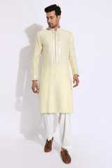 Light Yellow with thread embroidery Kurta set (Express Delivery) - Kunal Anil Tanna