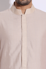 Beige with light lilac thread texture kurta set (Express Delivery) - Kunal Anil Tanna