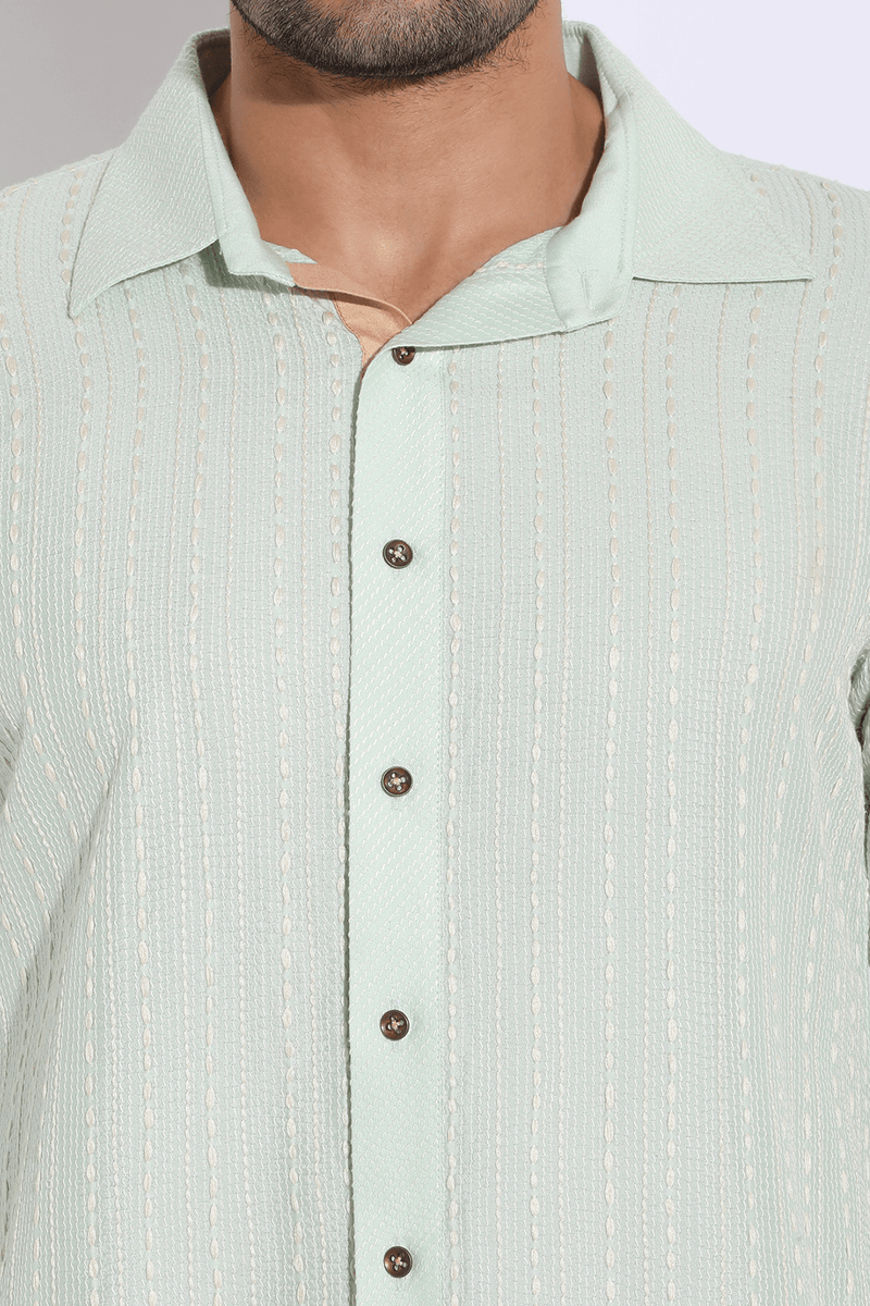 Light green with thread texture Kurta Set (Express Delivery) - Kunal Anil Tanna