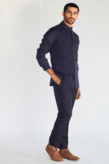 Blue Textured Trousers - Kunal Anil Tanna