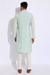 Light green with thread embroidery Kurta set - Kunal Anil Tanna