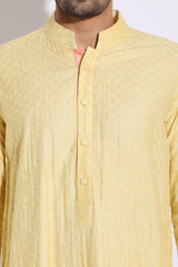 Light yellow embroidered kurta set - Kunal Anil Tanna