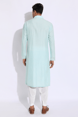 Light blue with thread embroidery Kurta set (Express Delivery) - Kunal Anil Tanna