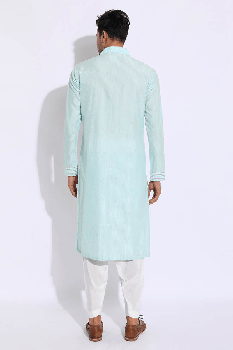 Light blue with thread embroidery Kurta set (Express Delivery) - Kunal Anil Tanna