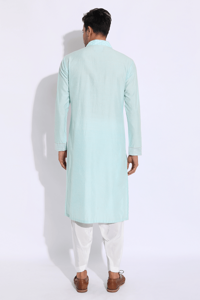 Light blue with thread embroidery Kurta set (Express Delivery) - Kunal Anil Tanna