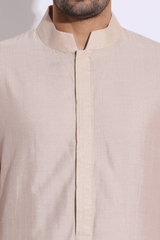 Beige with light lilac thread texture kurta set - Kunal Anil Tanna