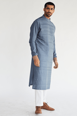 Textured Bandi Jacket with Long Kurta & Pleated Trouser - Kunal Anil Tanna