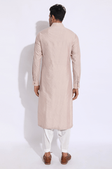 Beige with light lilac thread texture kurta set - Kunal Anil Tanna