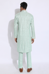 Light green with zari lines Kurta set (Express Delivery) - Kunal Anil Tanna