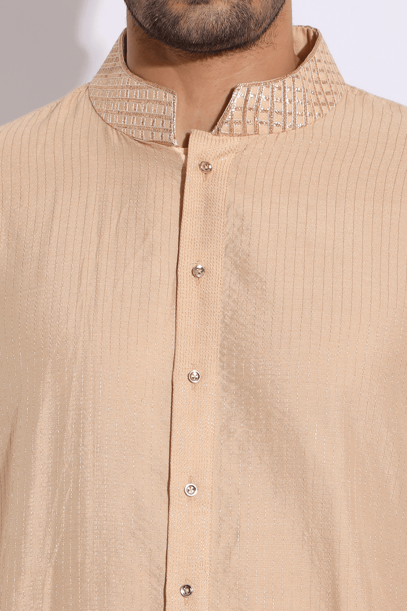 Beige with thread embroidery Kurta set (Express Delivery) - Kunal Anil Tanna