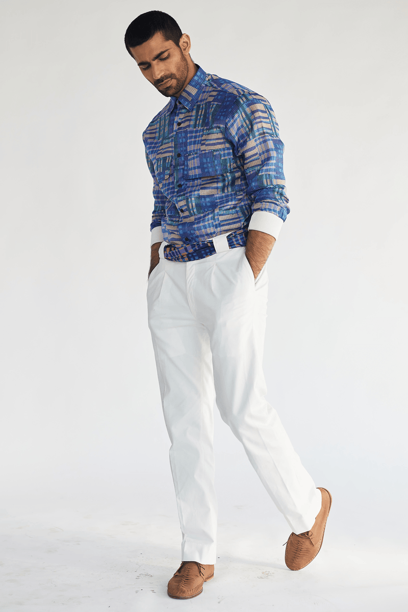 Boxy Prints Jacket with Kota Shirt & White Shirt (Express Delivery) - Kunal Anil Tanna