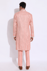 Light peach with zari lines Kurta set - Kunal Anil Tanna