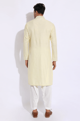 Light Yellow with thread embroidery Kurta set - Kunal Anil Tanna