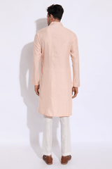 Light peach with thread embroidery Kurta set (Express Delivery) - Kunal Anil Tanna