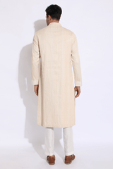 Ivory with beige thread texture kurta set (Express Delivery) - Kunal Anil Tanna