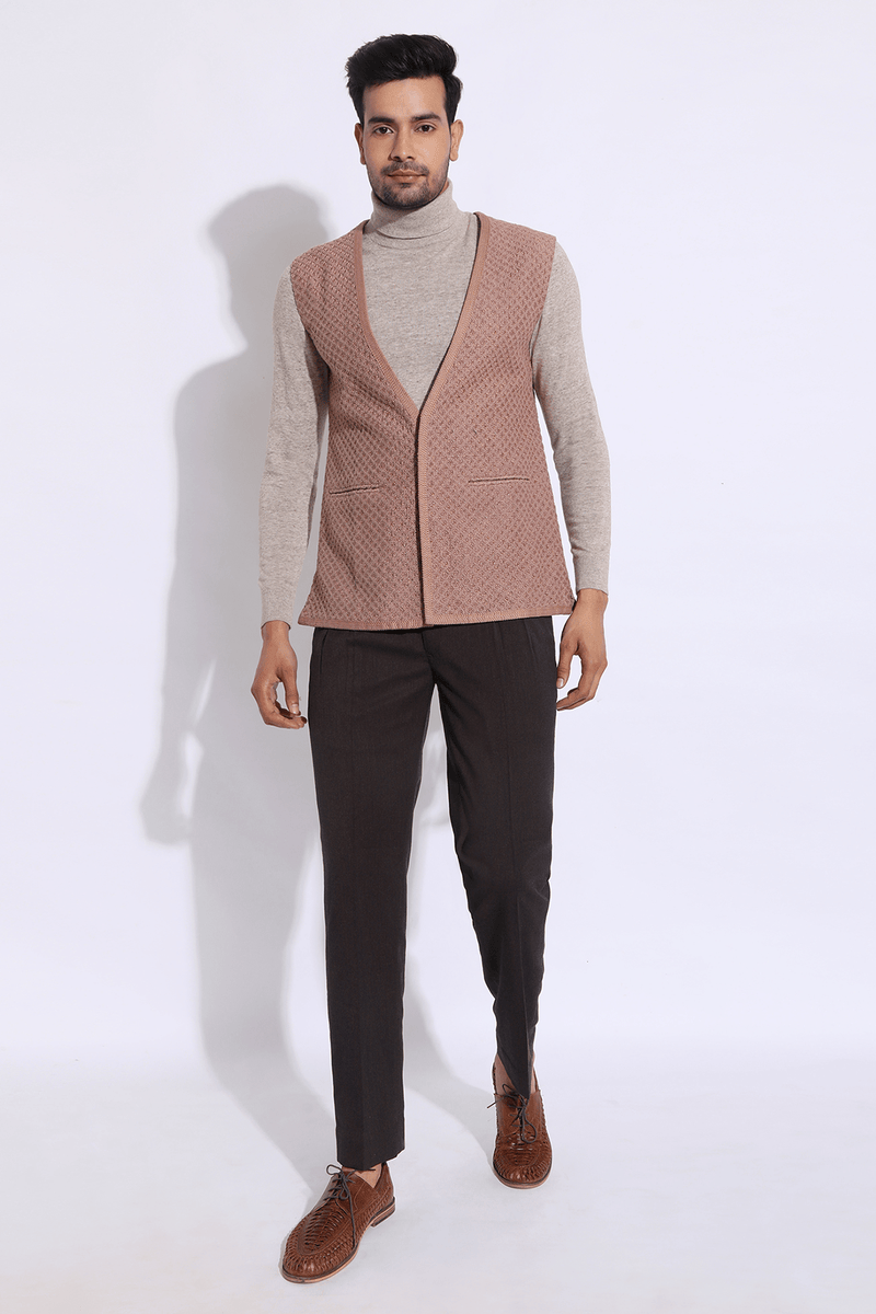 Textured Long Waist Coat - Kunal Anil Tanna