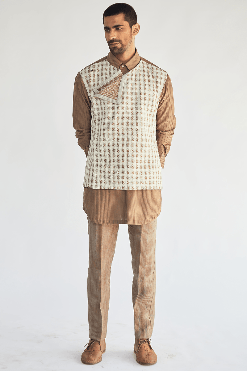 Waistcoat with mock layered Kurta & Trouser (Express Delivery) - Kunal Anil Tanna